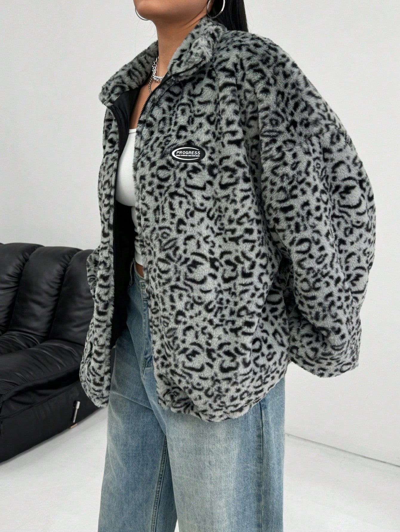 Letter Printed Loose Casual Long Sleeve Jacket for Women | Fall Winter EZwear