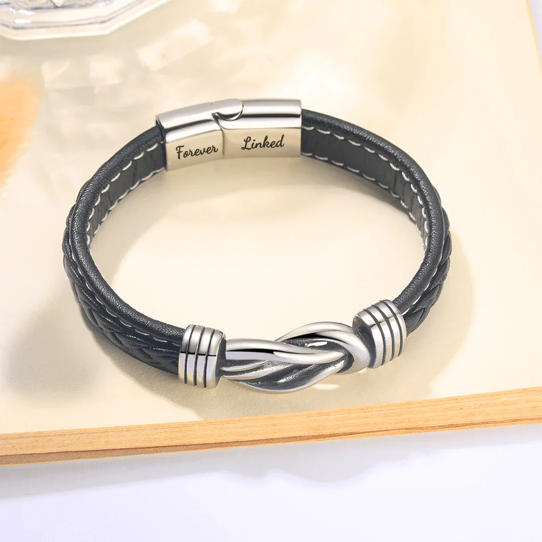 “Mother and Daughter Forever Linked Together" Braided Leather Bracelet