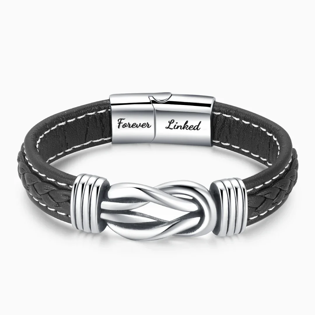 “Mother and Daughter Forever Linked Together" Braided Leather Bracelet