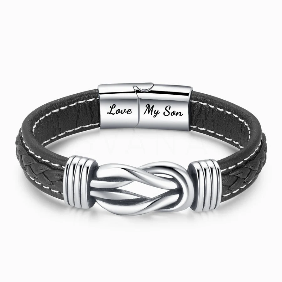 “Mother And Son Forever Linked Together" Braided Leather Bracelet