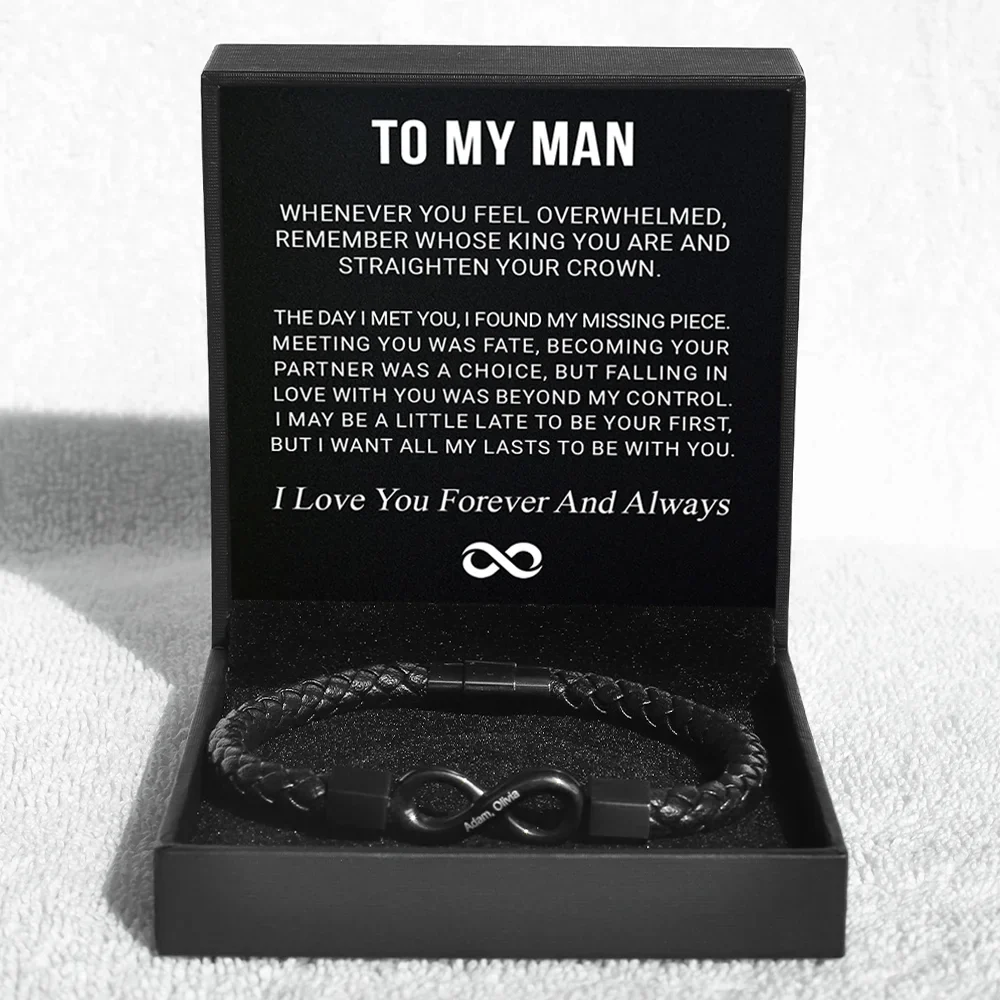 To My Man, Forever & Always Infinite Love Names Bracelet