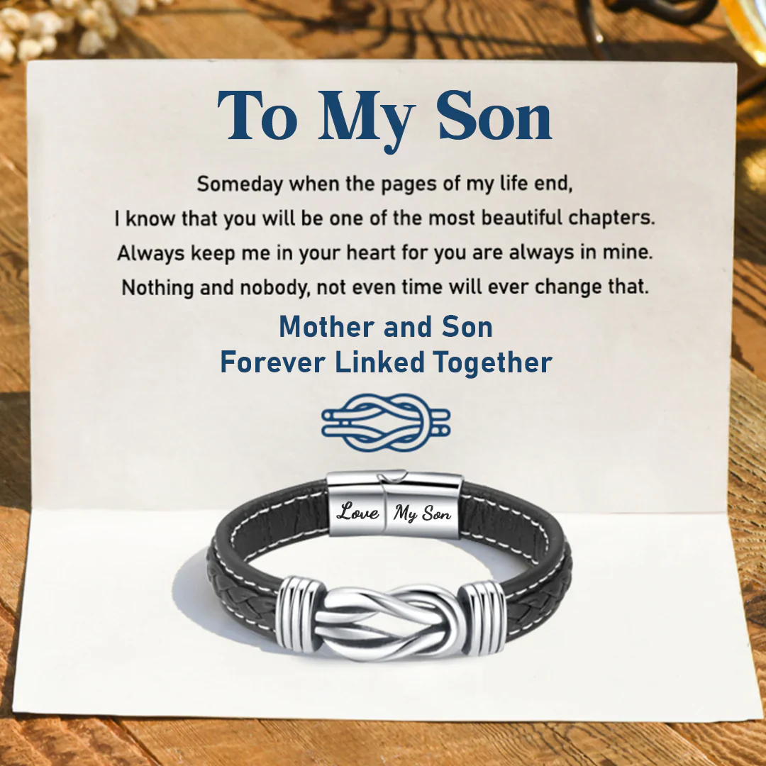 “Mother and Son Forever Linked Together" Braided Bracelet